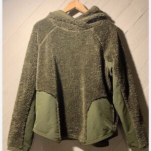 Nike Women Olive green Fleece Sherpa Hoodie Pullover  Size L